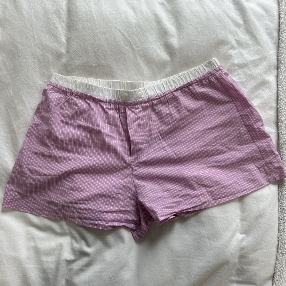 Zara Pink and White Striped Boxer Shorts